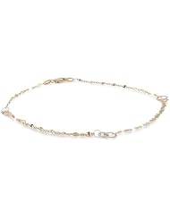 14k Two Tone Gold Italian Fancy Anklet, 9.5"