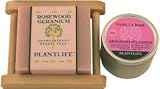 Gift Set- Rosewood Geranium 100% Pure Aromatherapy Soap & Vanilla Rose Essential Oil Candle & Wooden Slated Soap Dish
