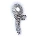 Silver Swarovski Crystals Ribbon Pin Brooch: Brain Cancer & Brain Disorder or Disability Awareness