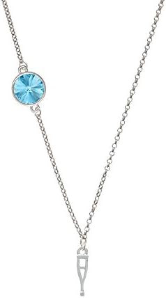Crutch Delicate Hot Blue Rivoli Crystal Necklace
