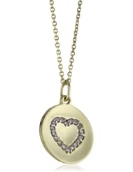 KC Designs "Peace and Love" Diamond 14k Yellow Gold Heart Disc Pendant Necklace, 16"