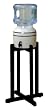Porcelain Water Dispenser with Black Stripes and Black Wood Floor Stand