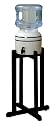 Porcelain Water Dispenser with Black Stripes and Black Wood Floor Stand