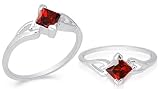 Princess Cut Garnet Ring Sterling Silver