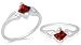 Princess Cut Garnet Ring Sterling Silver