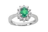 1.16 Ct Platinum Oval Emerald and Diamond Ring