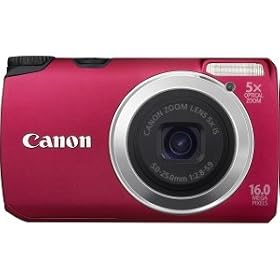 Canon PowerShot A3300 IS 16 Megapixel Compact Camera - 5 mm-25 mm - Red - 3 LCD - 5x Optical Zoom - Optical (IS) - 4608 x 3456 Image - 1280 x 720 Video - QuickTime MOV - PictBridge