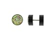 Genuine Ed Hardy Anodized Black Fake Plug - Green Dragon Logo -16g Wire - 10mm - Sold as a Pair