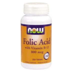 Folic Acid 800mcg + B-12 25mcg 250 Tablets by Now Foods