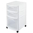 Sterilite 3-Drawer Plastic Cart with Wheels - White (Set of 2)