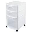 Sterilite 3-Drawer Plastic Cart with Wheels - White (Set of 2)