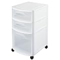 Sterilite 3-Drawer Plastic Cart with Wheels - White (Set of 2)