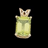 Brilliant! 14kYellow-gold 8X6MM Genuine Peridot (August Birthstone) Scroll Pendant