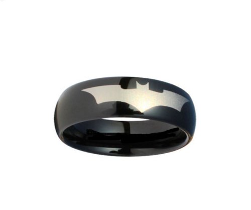 Batman Print on a Black Tungsten Carbide DC Width 8 mm Band Ring Size 4 - 13 R162