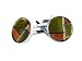 Retro Reflective Yellow & Chestnut Brown Enamel Round Silver Cufflinks with Presentation Box