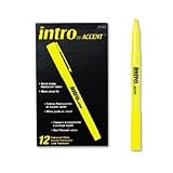 Intro By Accent Highlighter, Chisel Tip, Fluorescent YW, 12/pack