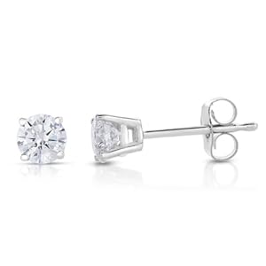 1/2 CT Diamond Stud Earrings 14k White Gold (I2 Clarity)