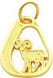 314DFGNvh1L 14K Yellow Gold Aries Charm Diamond Cut