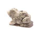 Howlite Frog 01 Animal Bullfrog White Gray Natural Stone Carving Rock Crystal Healing 2