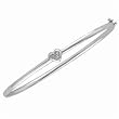 Sparkling Round Cut Diamonds, 14Kt. White Gold. Diamond Heart Bangle Bracelet