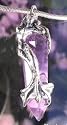 Sterling Silver Mermaid on Genuine Amethyst Point Healing Crystal Pendant