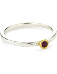 GURHAN "Skittle" Silver with High Karat Gold Accents Ruby Ring, Size 7