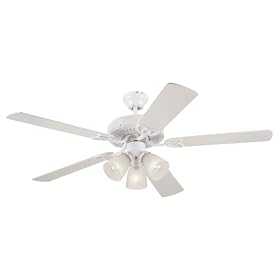 Westinghouse Vintage Three-Light 52-Inch Five-Blade Ceiling Fan, White with Frosted Ribbed... by Westinghouse