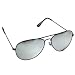 Cliff Weil 395 Full Rimmed Aviator Sunglasses - Black with Silver Mirror