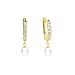Diamond Fascination 14K Yellow Gold Diamond Accent Hinged Hoop Earrings w/ Pearl Drops