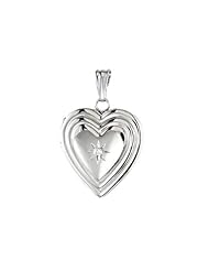 Heart Locket with Diamond Accent 15.0mm Sterling Silver