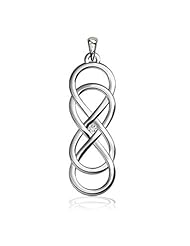 Medium Diamond Double Infinity Symbol Charm, .02 CT, Best Friends Forever Charm, Sisters Charm, 6.5mm x 19.5mm in Sterling Silver