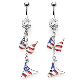 Bikini Belly Button Ring in Stars & Stripes