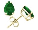 All-Natural Genuine 5x3 mm, Pear Shape Emerald earrings set in 14k Yellow gold
