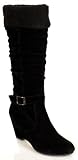 Folded WEDGE Fashion Ladies Shoes Black Color Boots 8