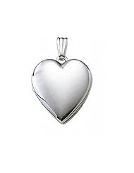 14K White Gold Heart Locket 1/2 inch x 1/2 inch Solid 14K White Gold