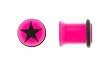 Acrylic Black Star Breakers on Pink Single Flared Plug - 2G - Sold as a Pair