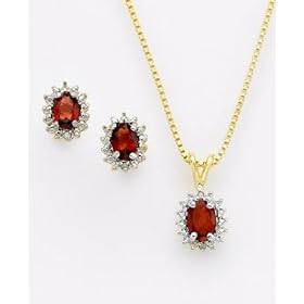 18k Gold Over Sterling Silver Garnet and Diamond Set by Macy's
