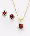18k Gold Over Sterling Silver Garnet & Diamond Set