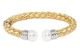 Gold Over Leather Bracelet with Sterling Silver and Cultured 11-12mm Freshwater Pearls