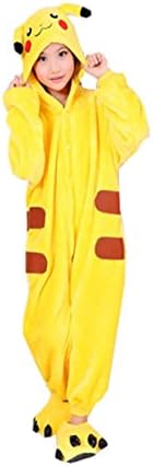 Aplus Unisex Japanese Animal Cosplay Child's Pikachu Pokemon Pajamas Costume (Height:120-130cm, Yellow)