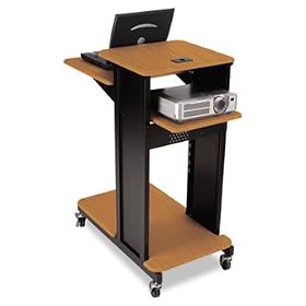 BALT 27577 - Xtra Long Presentation Cart, 4 Shelves, 18-1/2w x 30d x 40-3/4h, Cherry/Black