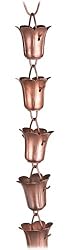 Copper Tulip Rain Chain, 8.5 Foot