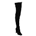 Beston FE62 Women's Drawstring Stretchy Thigh High Block Heel Dress Boots