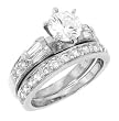 Sterling Silver Engagement 2 Set Ring with Cubic Zirconia - Size: 5-9