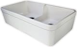 Alfi Double Bowl Kitchen Basin LX-AFAB5123. 32'' L x 18'' W x 8'' H, White Color, Ceramic