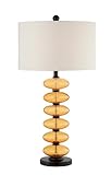 Lite Source LS-21390 Table Lamp, Chrome with Glass Decoration with Fabric Shade