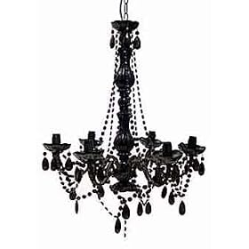 Premier Housewares Large 6-Arm Chandelier with Beads, Black