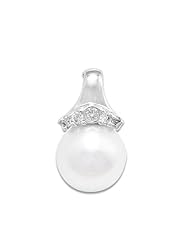 South Sea White Pearl Pendant/Enhancer with Diamonds in 14K White Gold (12-13mm)