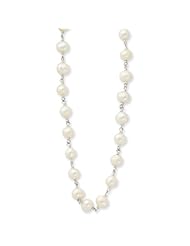 Sterling Silver 16inch Polished White Cultured Pearl Necklace. Metal Wt- 17.15g