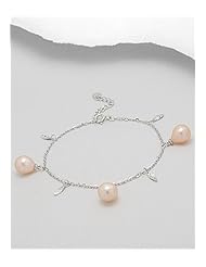 Peach (Natural) Fresh Water Pearls Bracelet In 92.5 Sterling Silver